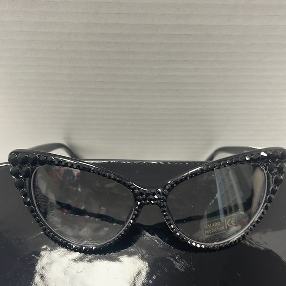𝅺black Rhinestone Glasses NEW - Picture 3 of 5